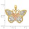 14K Tri-Color Gold Diamond Cut Butterfly Pendant Charm Jewelry 16 x 26 mm